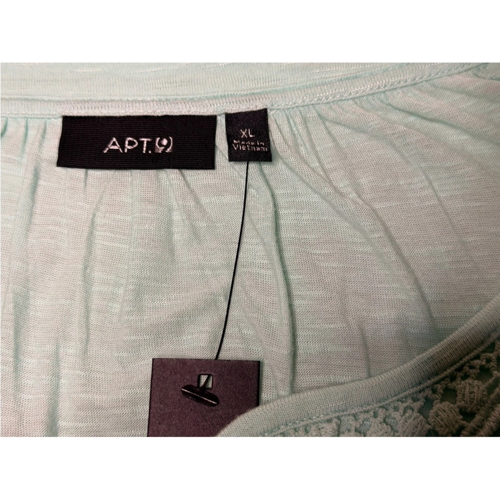 Apt. 9 Light Mint Green Tunic Top with Crochet Trim V-Neck - XL - Picture 5 of 8
